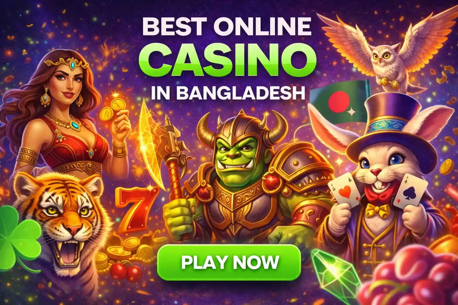 Fantasy heroes and tiger promoting online casino in Bangladesh